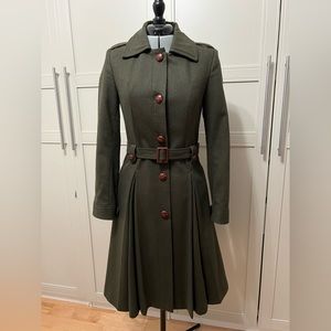 Naf Naf European military inspired wool blend automn trench, Size small